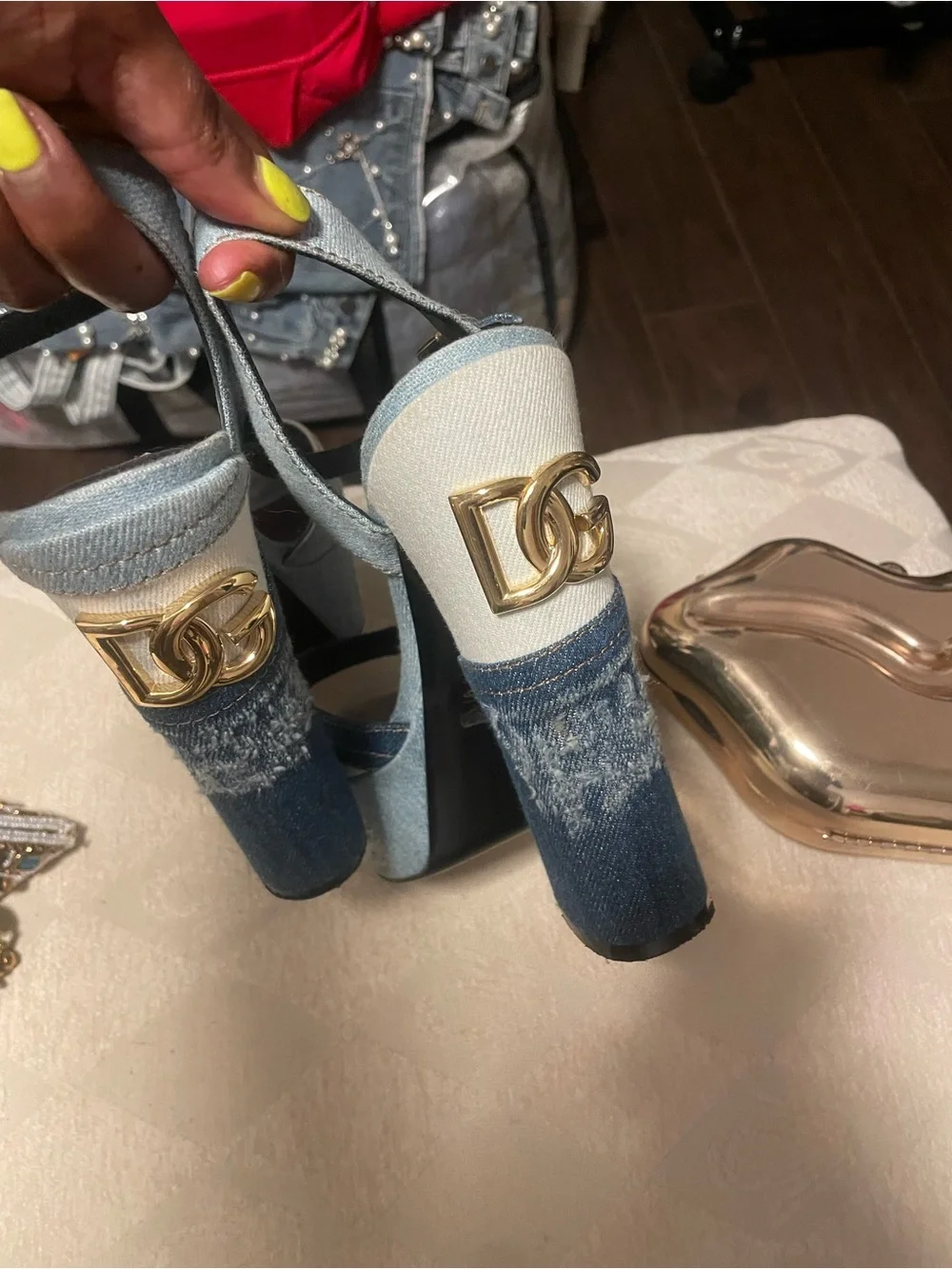 Dolce & Gabbana Two-Tone Denim Platform Sandals in Light and Dark Blue